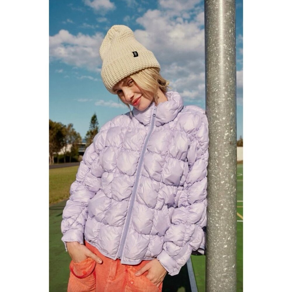 Free People Scrunchy Glossy Pippa Packable Puffer Jacket In Purple Size Small